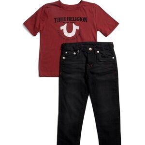 True Religion Burgundy Tee and Black Denim Combo